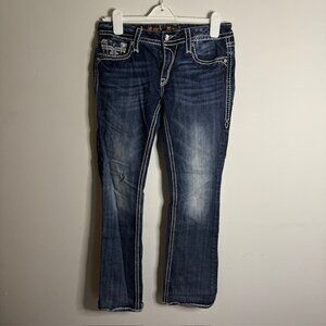 Rock Revival Women's Simona Bootcut Jeans Rhinestone Embroirdered Size 30